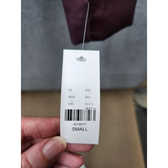 NY & C Womens Faux Leather Moto Jacket Small Size Plum - Picture 4 of 8